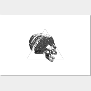 invert skull with beanie Posters and Art